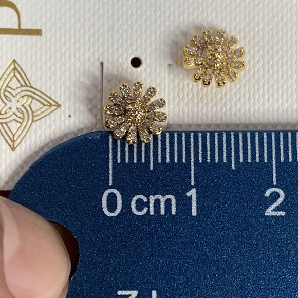 Panacea Floral Rainbow Dangle Earrings Gold Tone Crystal Stud Lead Complaint - Picture 6 of 8